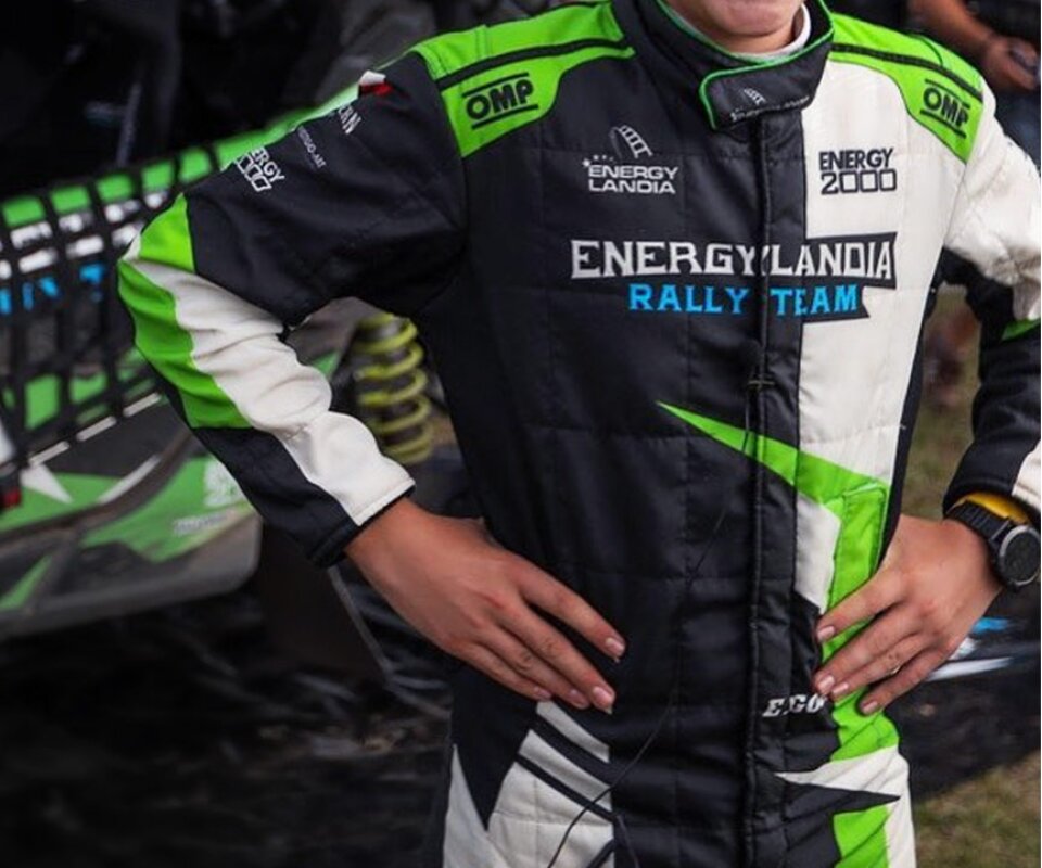 black and green racing suit printed