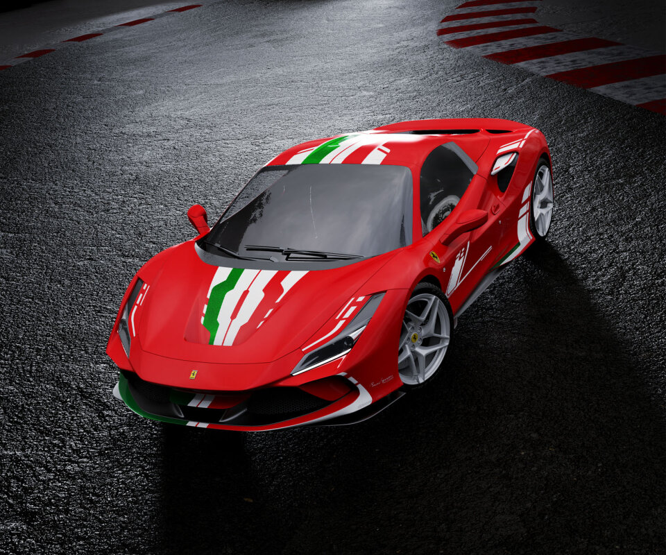 Ferrari F8 car wrapping design with italian flag